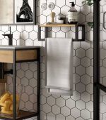 Banyo-Duvar-Rafı,-Banyo-Düzenleyici-Organizer-,-Ahşap-&-Metal-Banyo-Duvar-Rafı