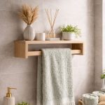 Ahşap Banyo Rafı Havluluk | Dekoratif Duvar Rafı Banyo Mutfak Düzenleyici Askılı Çok Amaçlı Raf - Görsel 3