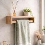 Ahşap Banyo Rafı Havluluk | Dekoratif Duvar Rafı Banyo Mutfak Düzenleyici Askılı Çok Amaçlı Raf - Görsel 2