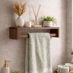 Ceviz Ahşap Banyo Rafı Havluluk | Dekoratif Duvar Rafı Banyo Mutfak Düzenleyici Askılı Çok Amaçlı Raf - Görsel 2